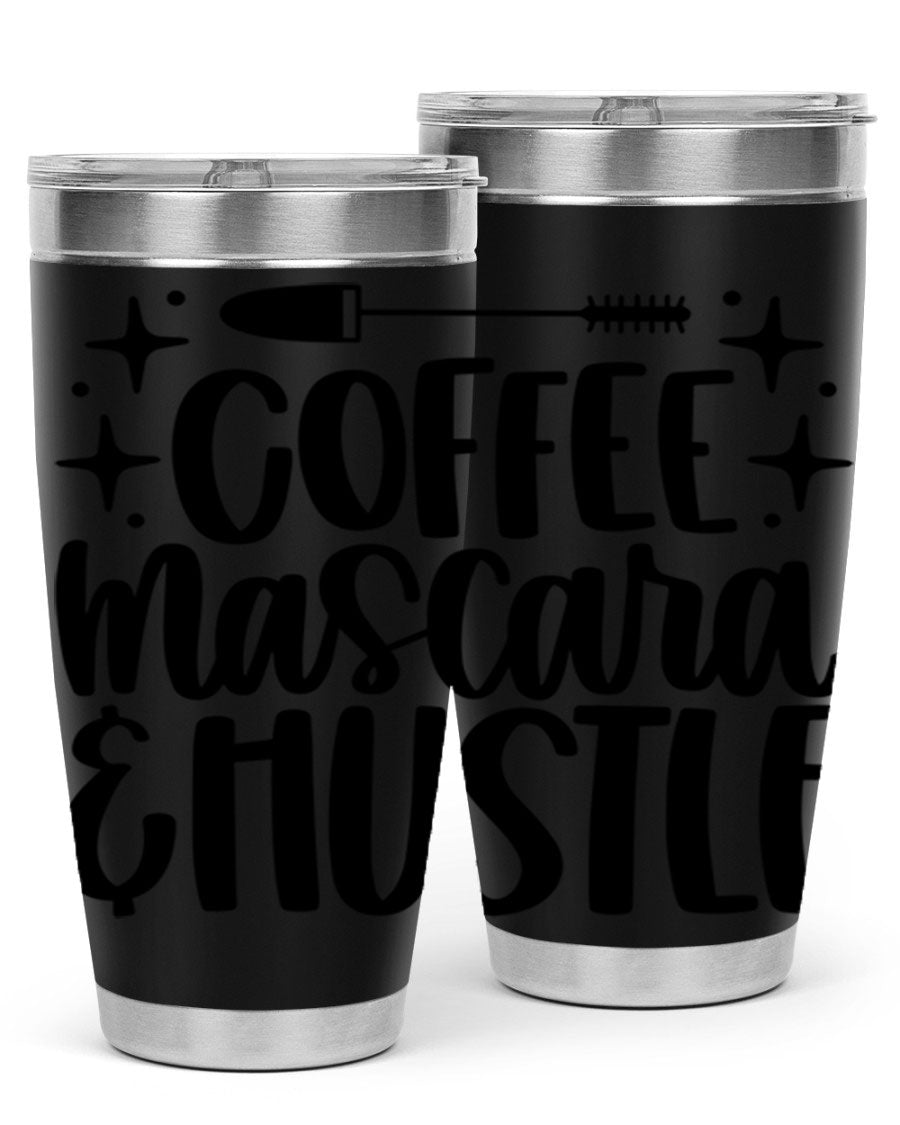 Coffee Mascara Hustle 180# Tumbler in stainless steel with a stylish design, perfect for hot and cold beverages.