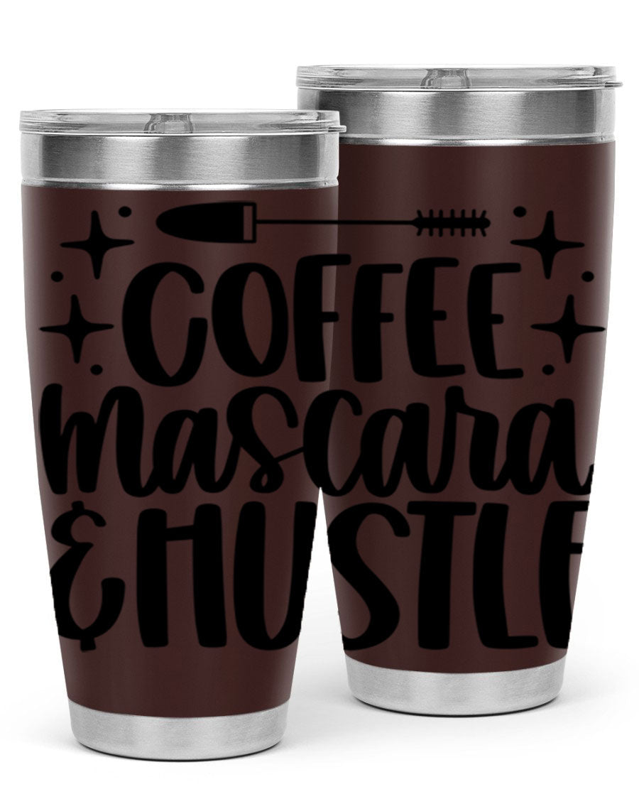 Coffee Mascara Hustle 180# Tumbler in stainless steel with a stylish design, perfect for hot and cold beverages.