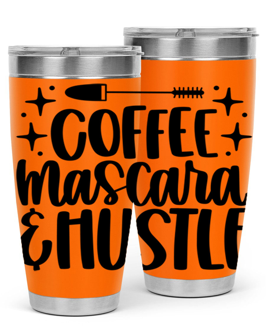 Coffee Mascara Hustle 180# Tumbler in stainless steel with a stylish design, perfect for hot and cold beverages.