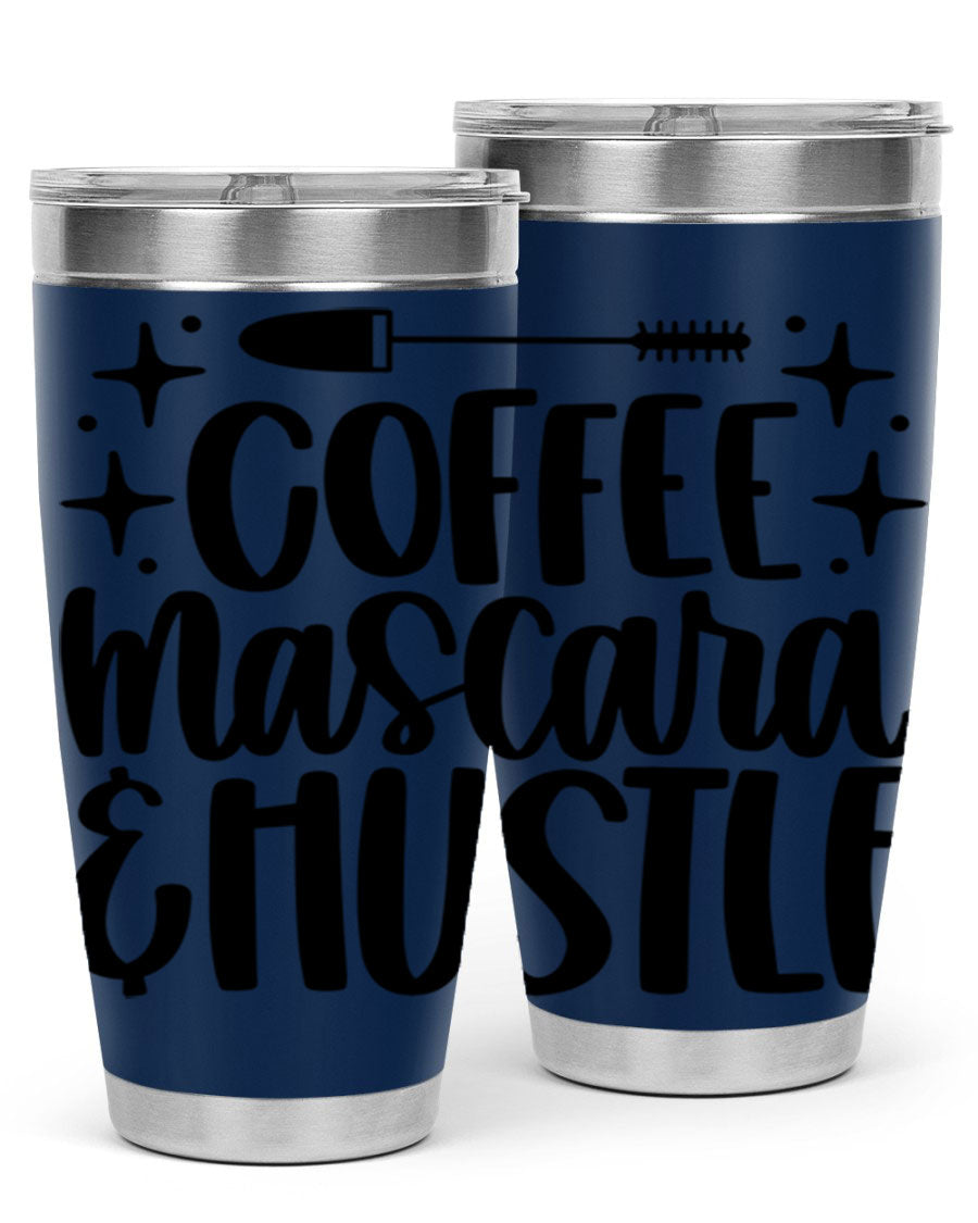 Coffee Mascara Hustle 180# Tumbler in stainless steel with a stylish design, perfect for hot and cold beverages.