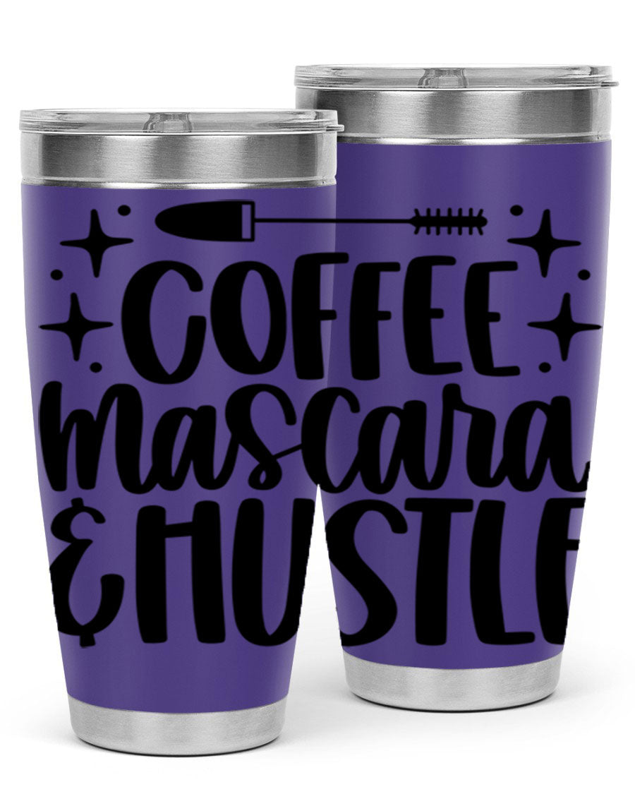 Coffee Mascara Hustle 180# Tumbler in stainless steel with a stylish design, perfect for hot and cold beverages.