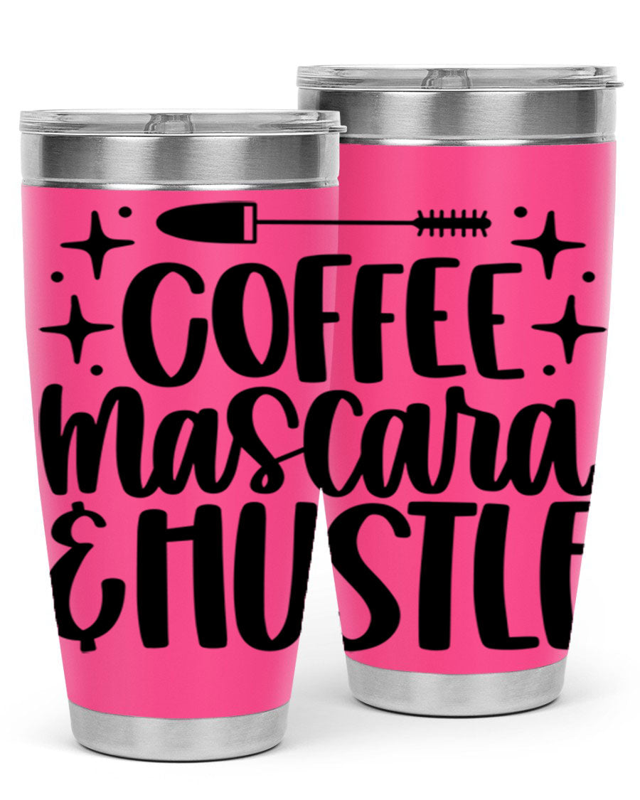 Coffee Mascara Hustle 180# Tumbler in stainless steel with a stylish design, perfect for hot and cold beverages.