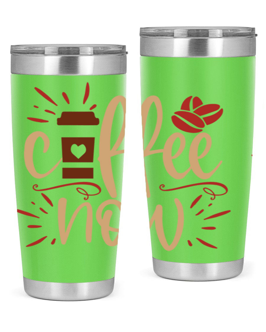 Coffee Now 216# Tumbler in 20oz and 30oz sizes, showcasing double wall vacuum stainless steel design with copper lining.