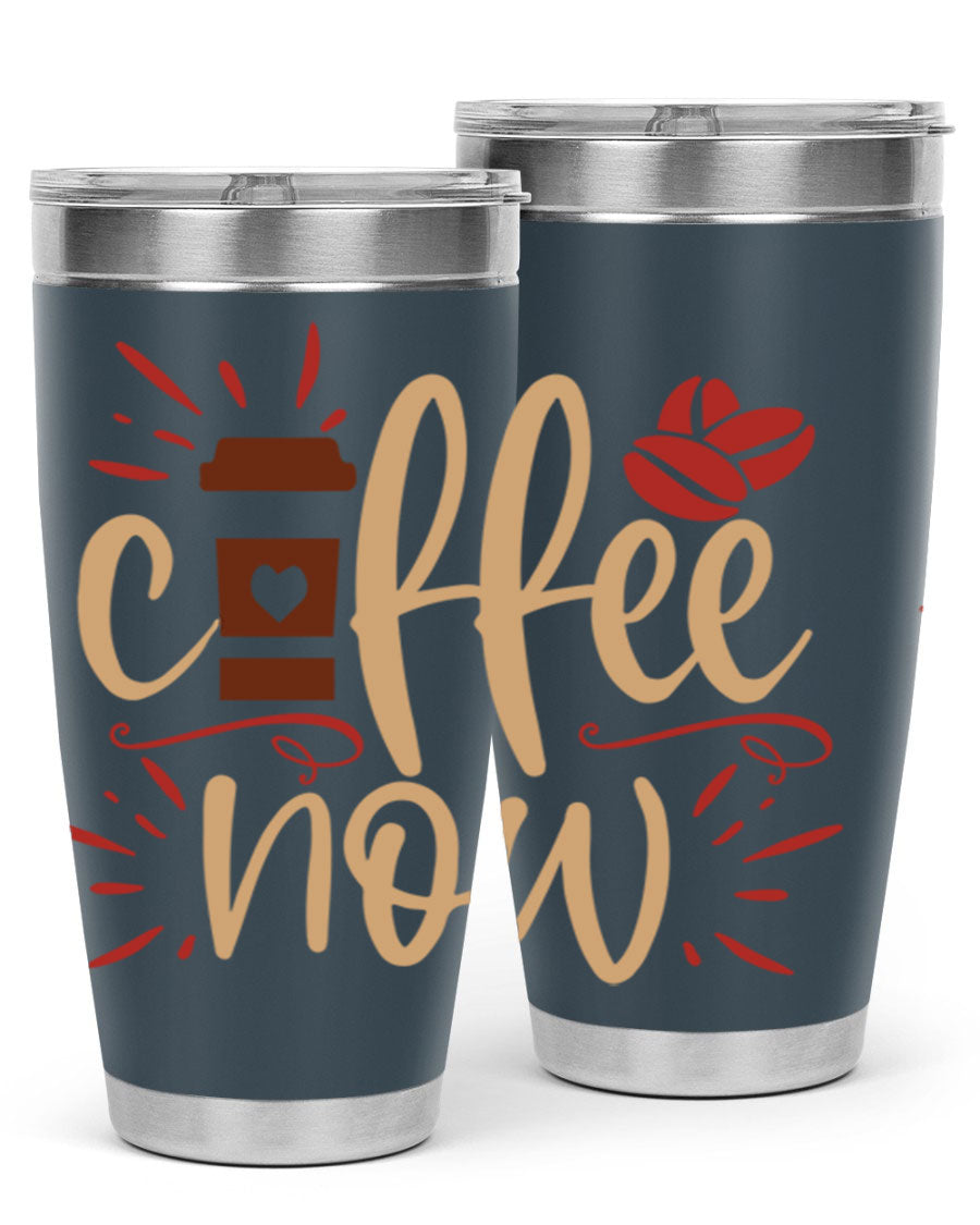 Coffee Now 216# Tumbler in 20oz and 30oz sizes, showcasing double wall vacuum stainless steel design with copper lining.