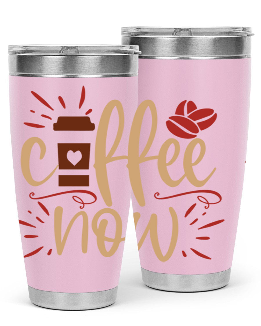 Coffee Now 216# Tumbler in 20oz and 30oz sizes, showcasing double wall vacuum stainless steel design with copper lining.