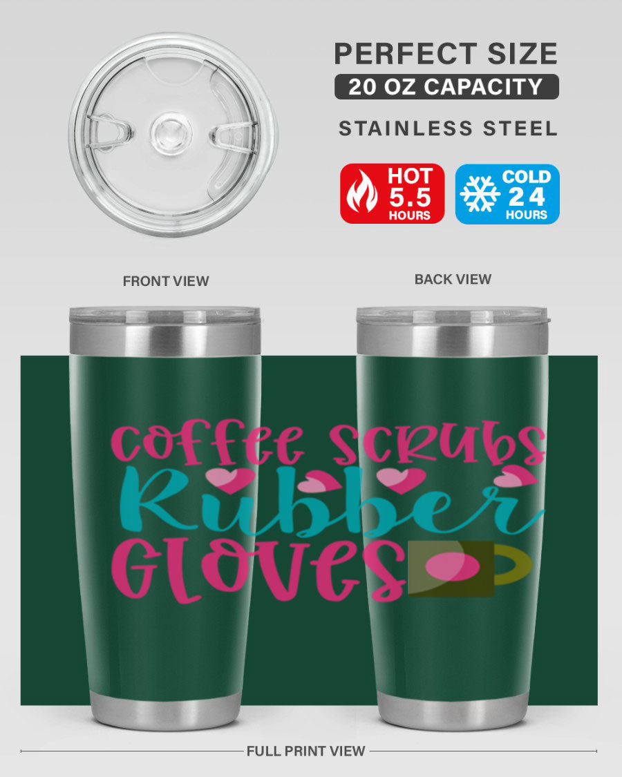 Coffee Scrubs Rubber Gloves Style 208# tumbler in stainless steel with a stylish design, perfect for hot and cold beverages.