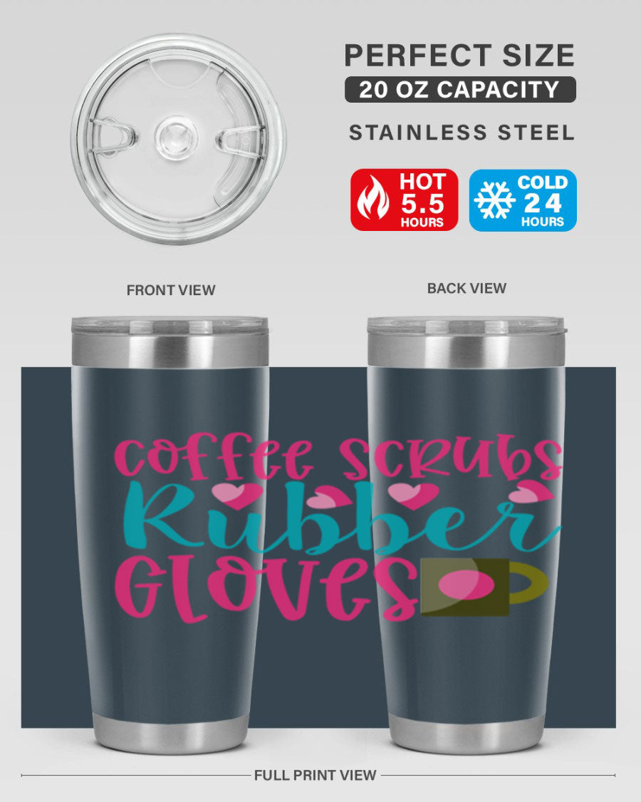Coffee Scrubs Rubber Gloves Style 208# tumbler in stainless steel with a stylish design, perfect for hot and cold beverages.
