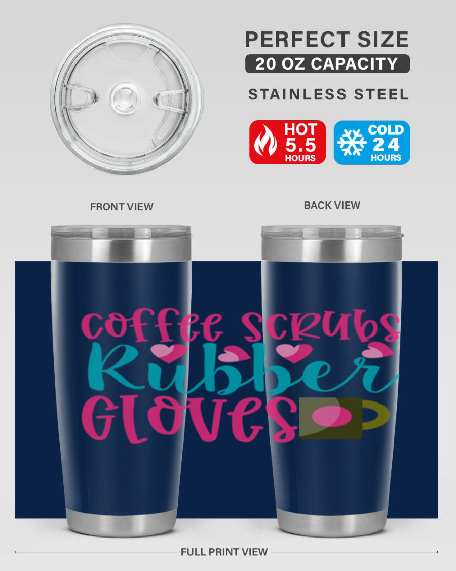 Coffee Scrubs Rubber Gloves Style 208# tumbler in stainless steel with a stylish design, perfect for hot and cold beverages.