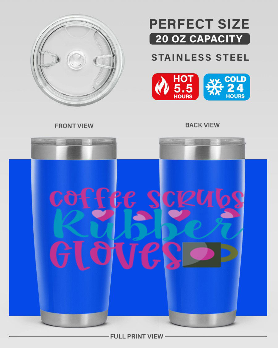 Coffee Scrubs Rubber Gloves Style 208# tumbler in stainless steel with a stylish design, perfect for hot and cold beverages.