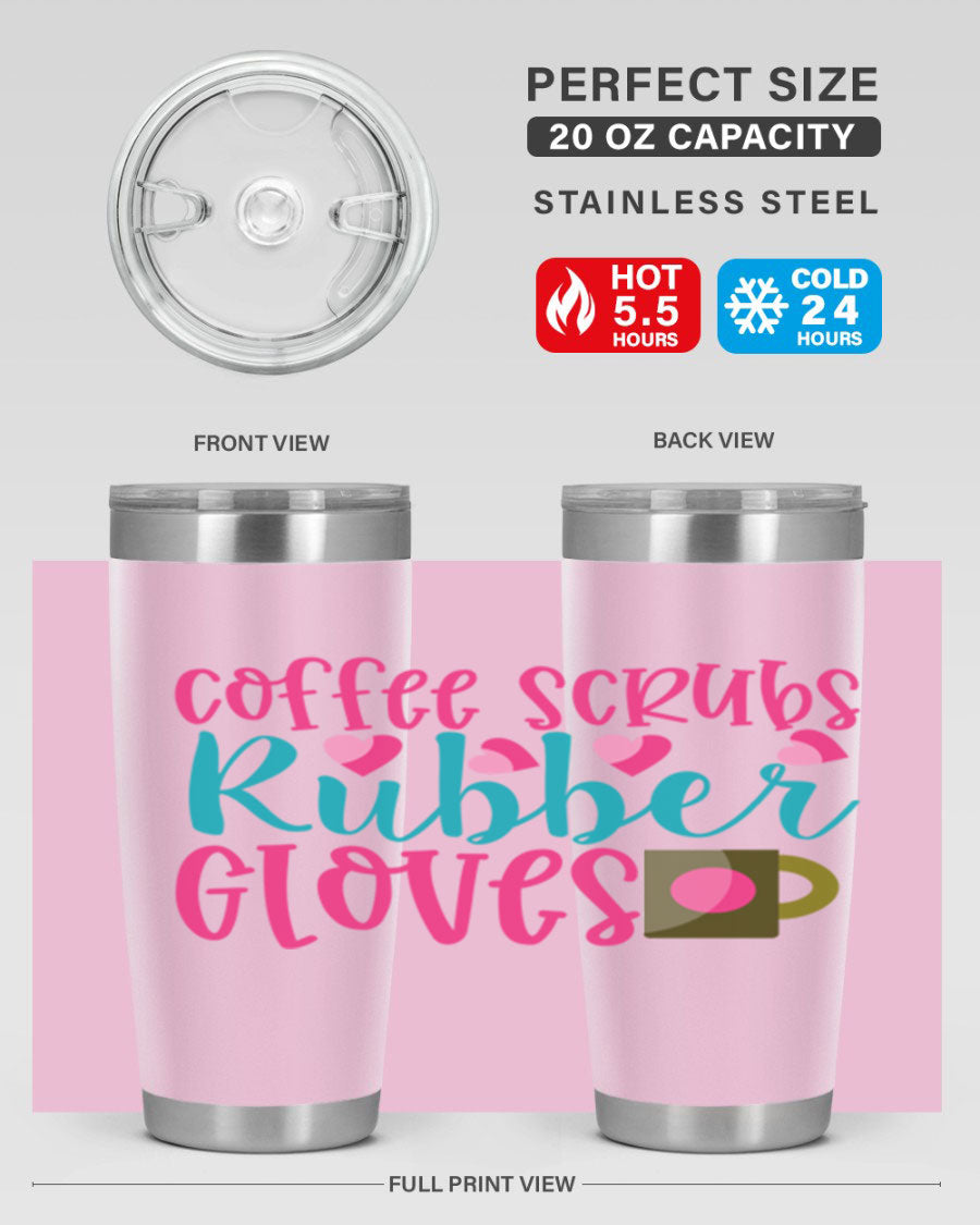 Coffee Scrubs Rubber Gloves Style 208# tumbler in stainless steel with a stylish design, perfect for hot and cold beverages.