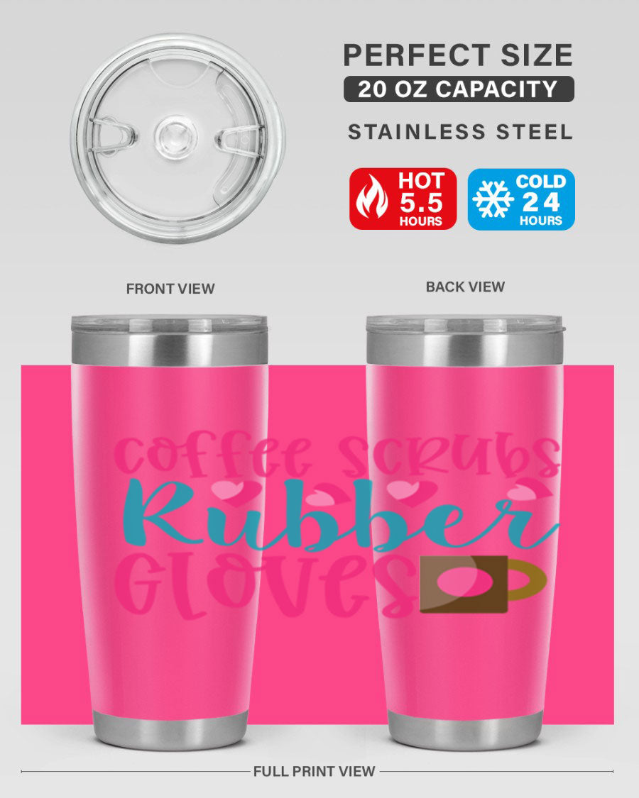 Coffee Scrubs Rubber Gloves Style 208# tumbler in stainless steel with a stylish design, perfect for hot and cold beverages.