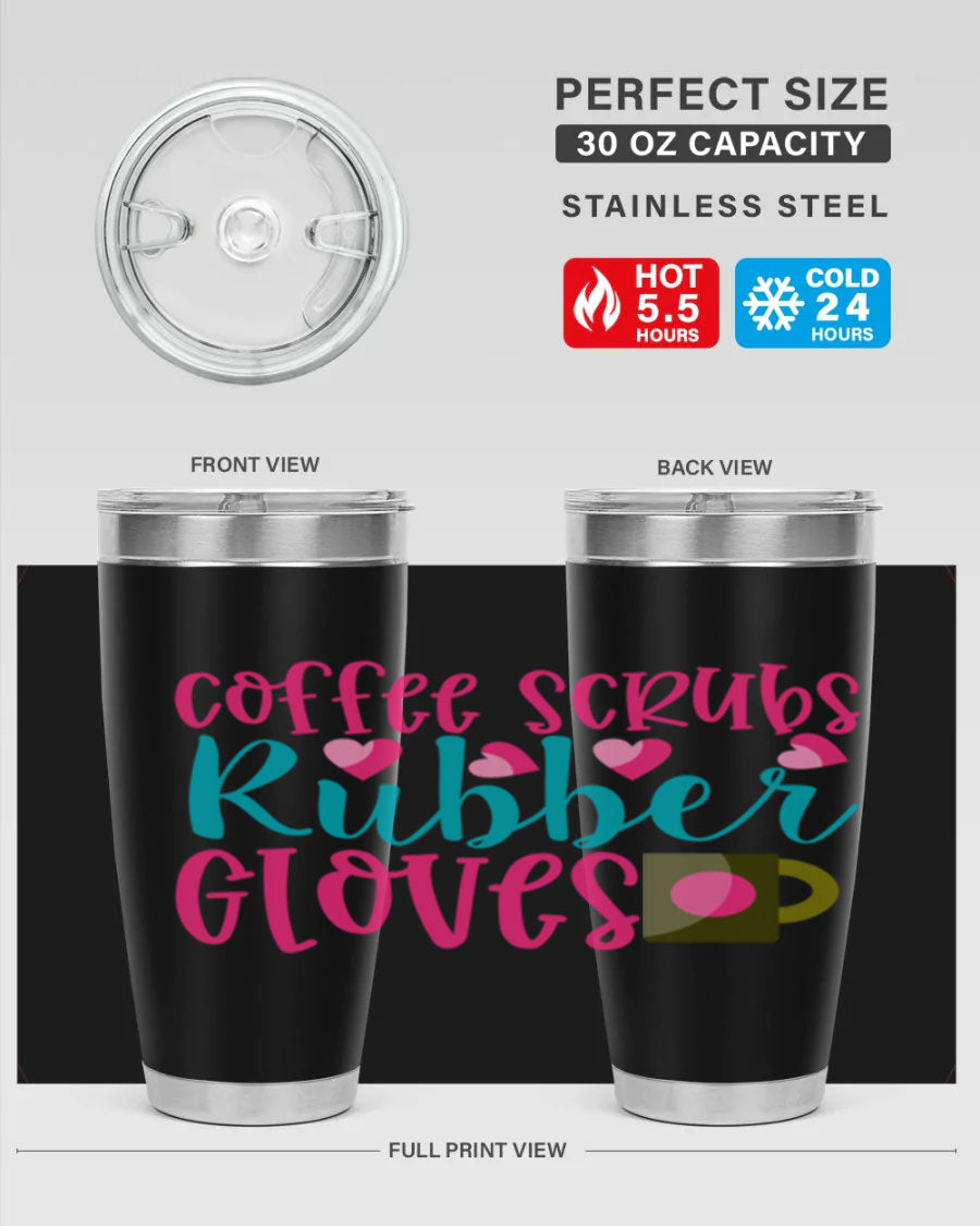 Coffee Scrubs Rubber Gloves Style 208# tumbler in stainless steel with a stylish design, perfect for hot and cold beverages.