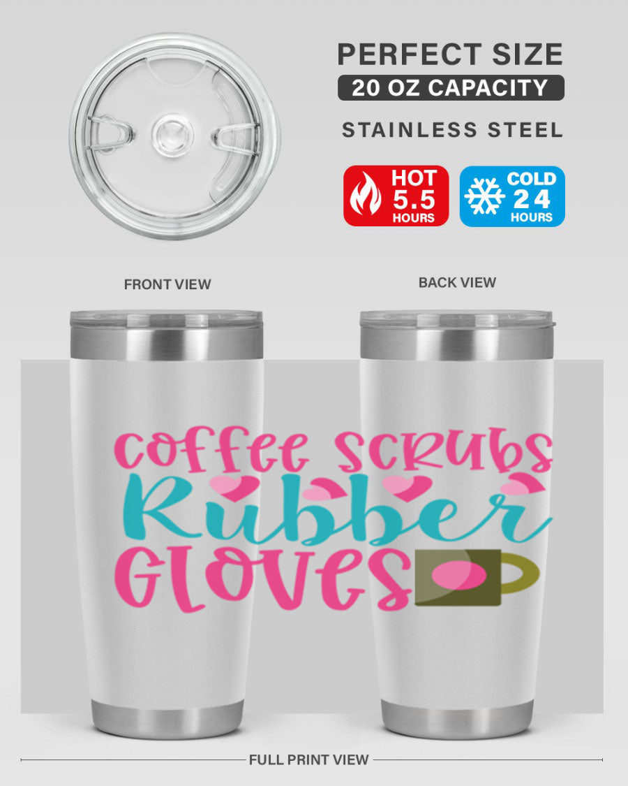 Coffee Scrubs Rubber Gloves Style 208# tumbler in stainless steel with a stylish design, perfect for hot and cold beverages.