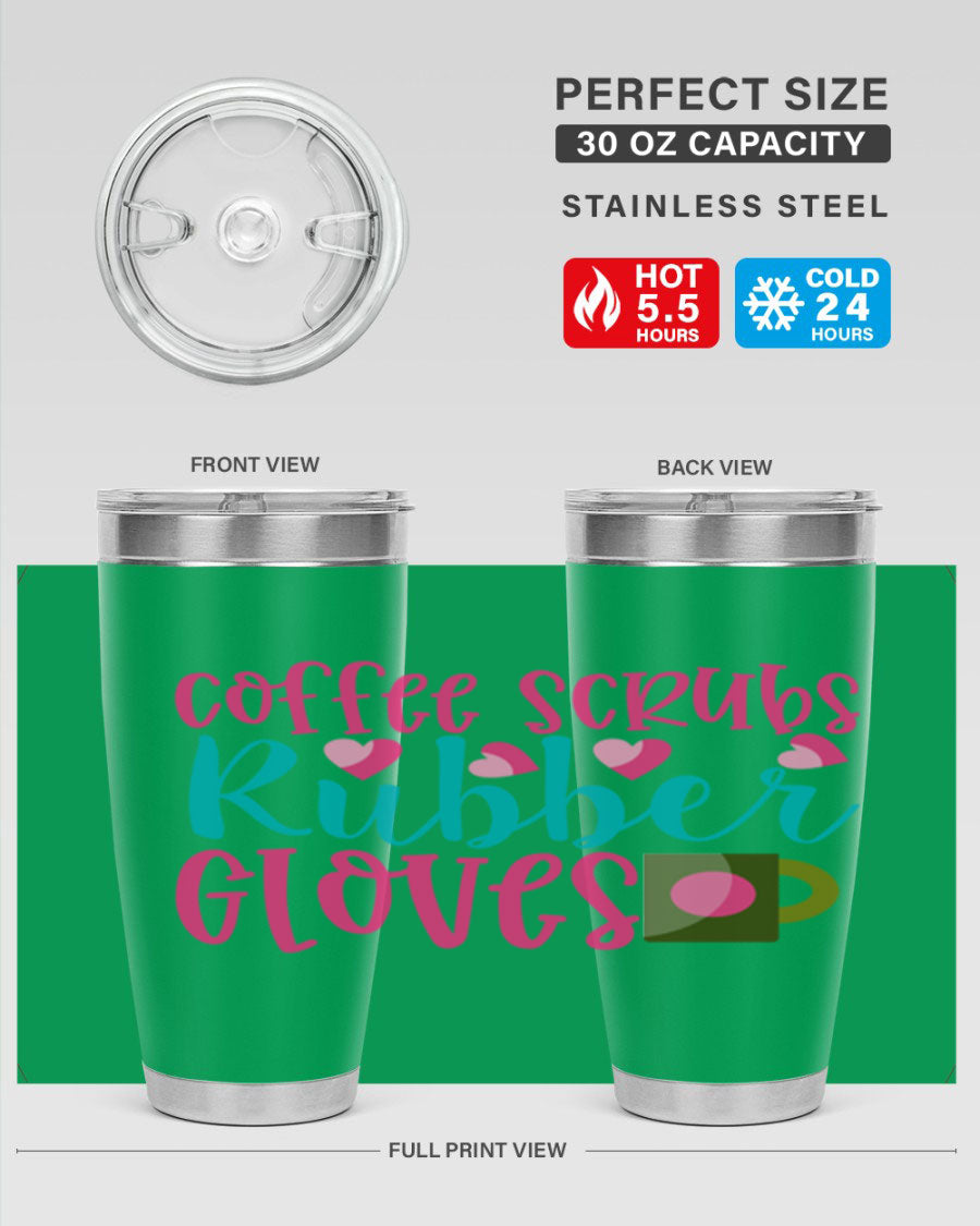 Coffee Scrubs Rubber Gloves Style 208# tumbler in stainless steel with a stylish design, perfect for hot and cold beverages.