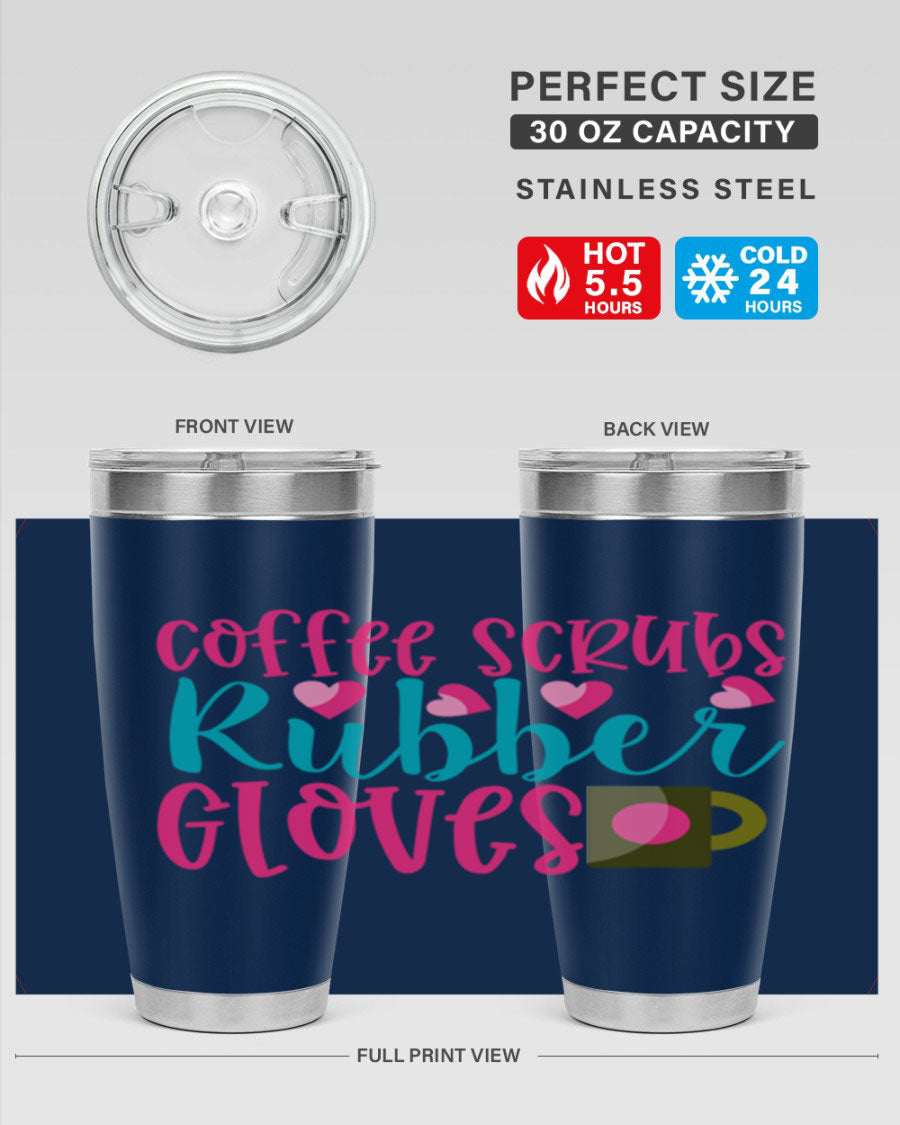 Coffee Scrubs Rubber Gloves Style 208# tumbler in stainless steel with a stylish design, perfect for hot and cold beverages.