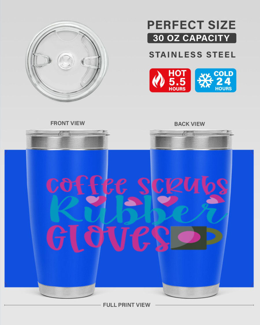 Coffee Scrubs Rubber Gloves Style 208# tumbler in stainless steel with a stylish design, perfect for hot and cold beverages.