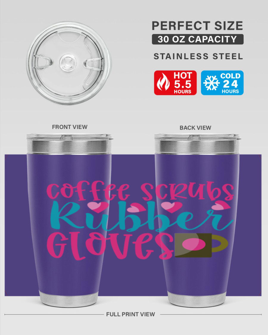 Coffee Scrubs Rubber Gloves Style 208# tumbler in stainless steel with a stylish design, perfect for hot and cold beverages.