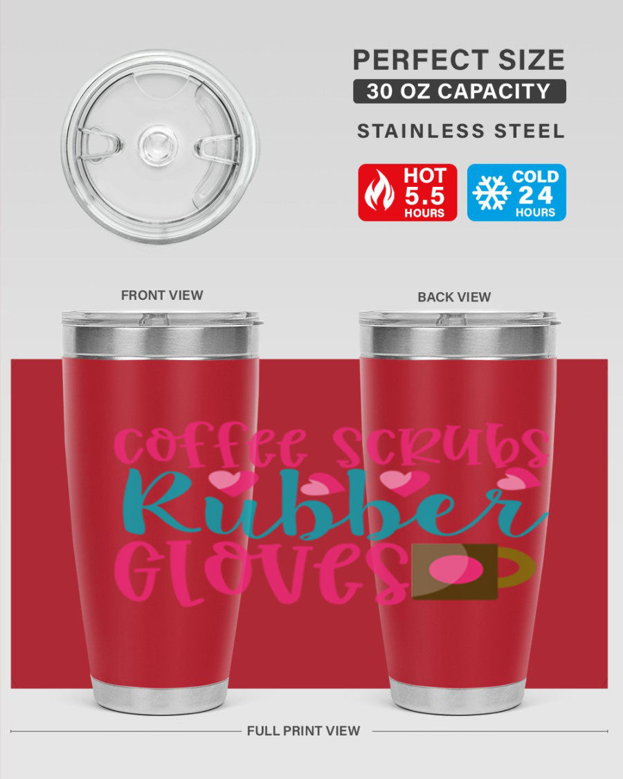 Coffee Scrubs Rubber Gloves Style 208# tumbler in stainless steel with a stylish design, perfect for hot and cold beverages.