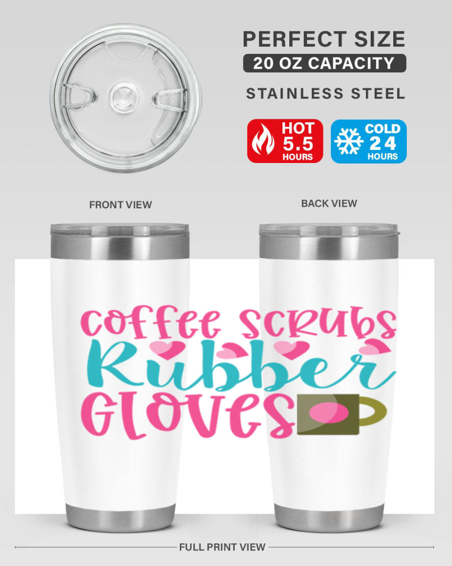 Coffee Scrubs Rubber Gloves Style 208# tumbler in stainless steel with a stylish design, perfect for hot and cold beverages.
