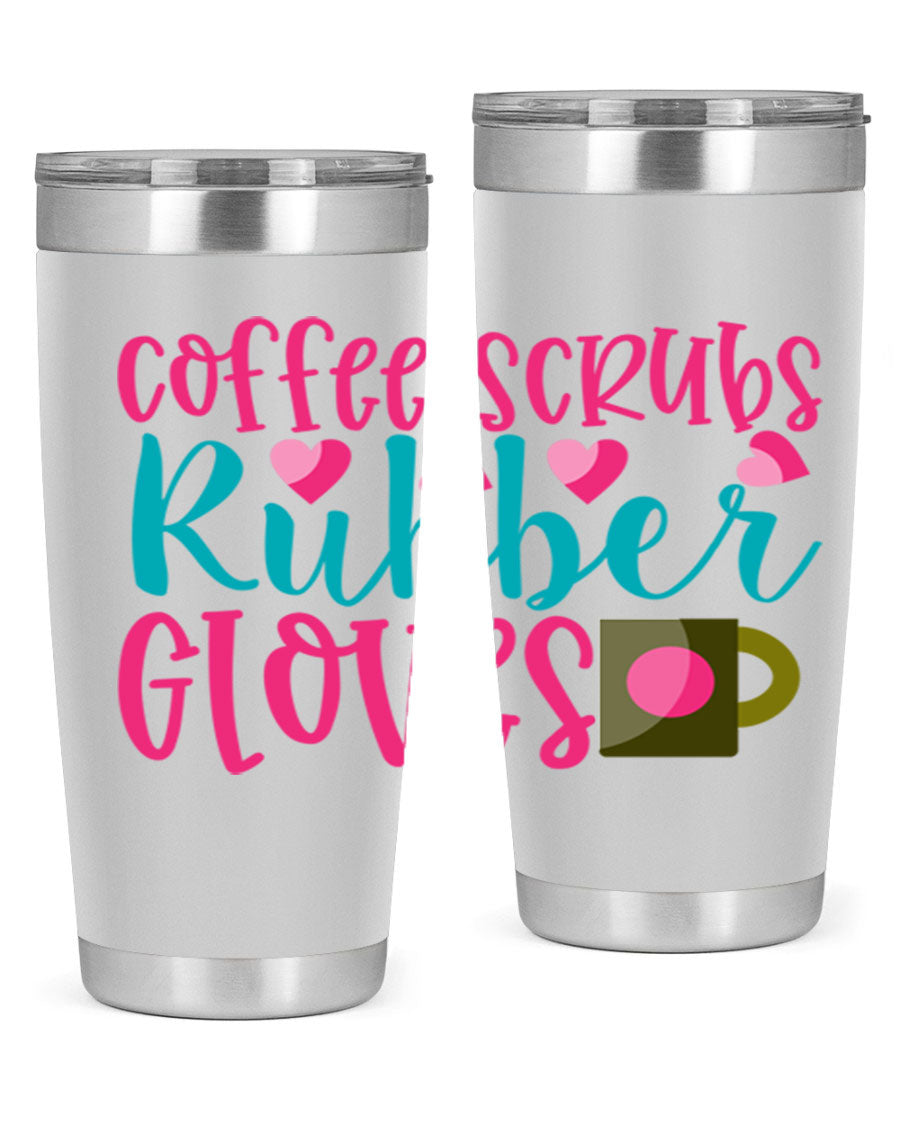 Coffee Scrubs Rubber Gloves Style 208# tumbler in stainless steel with a stylish design, perfect for hot and cold beverages.