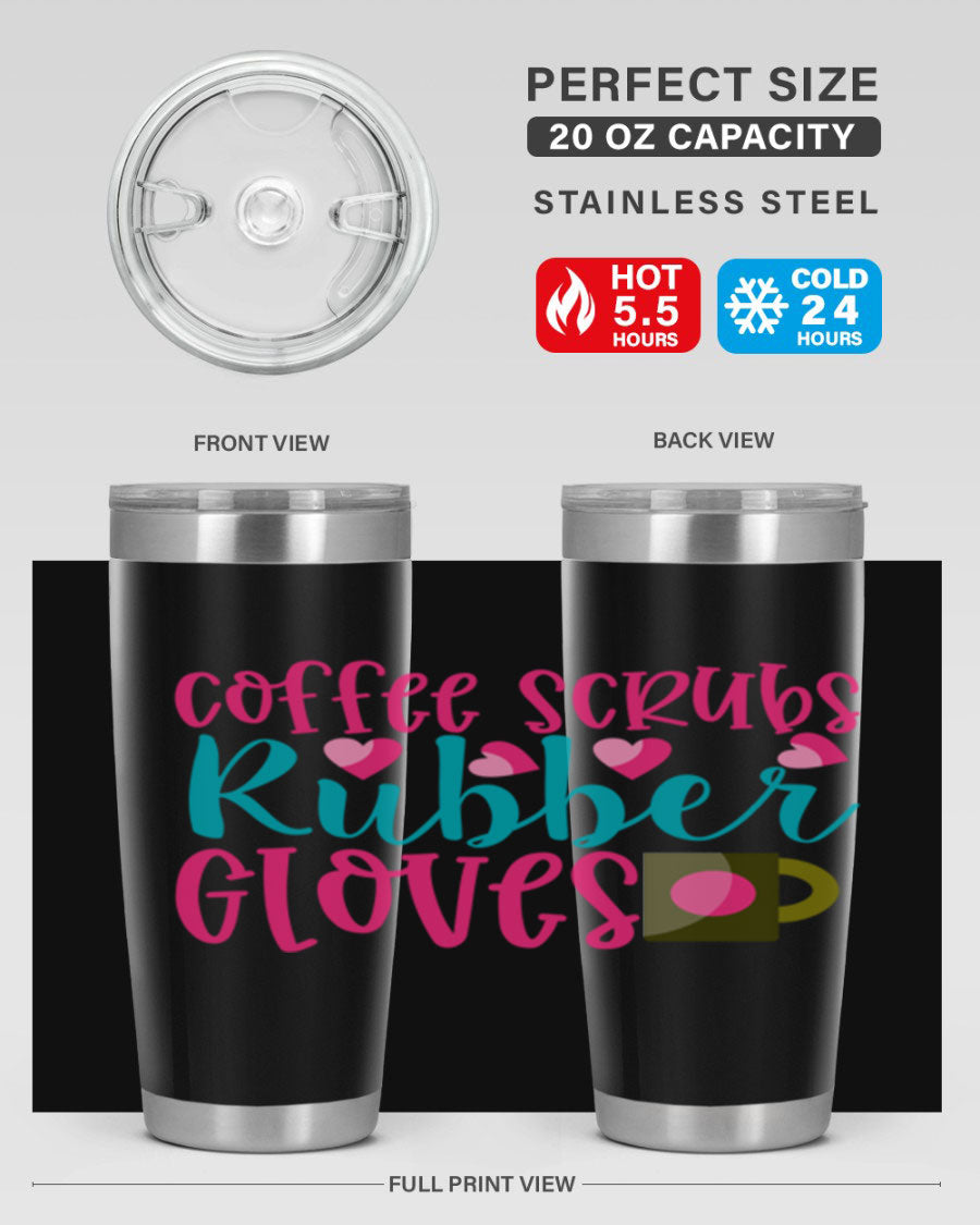 Coffee Scrubs Rubber Gloves Style 208# tumbler in stainless steel with a stylish design, perfect for hot and cold beverages.