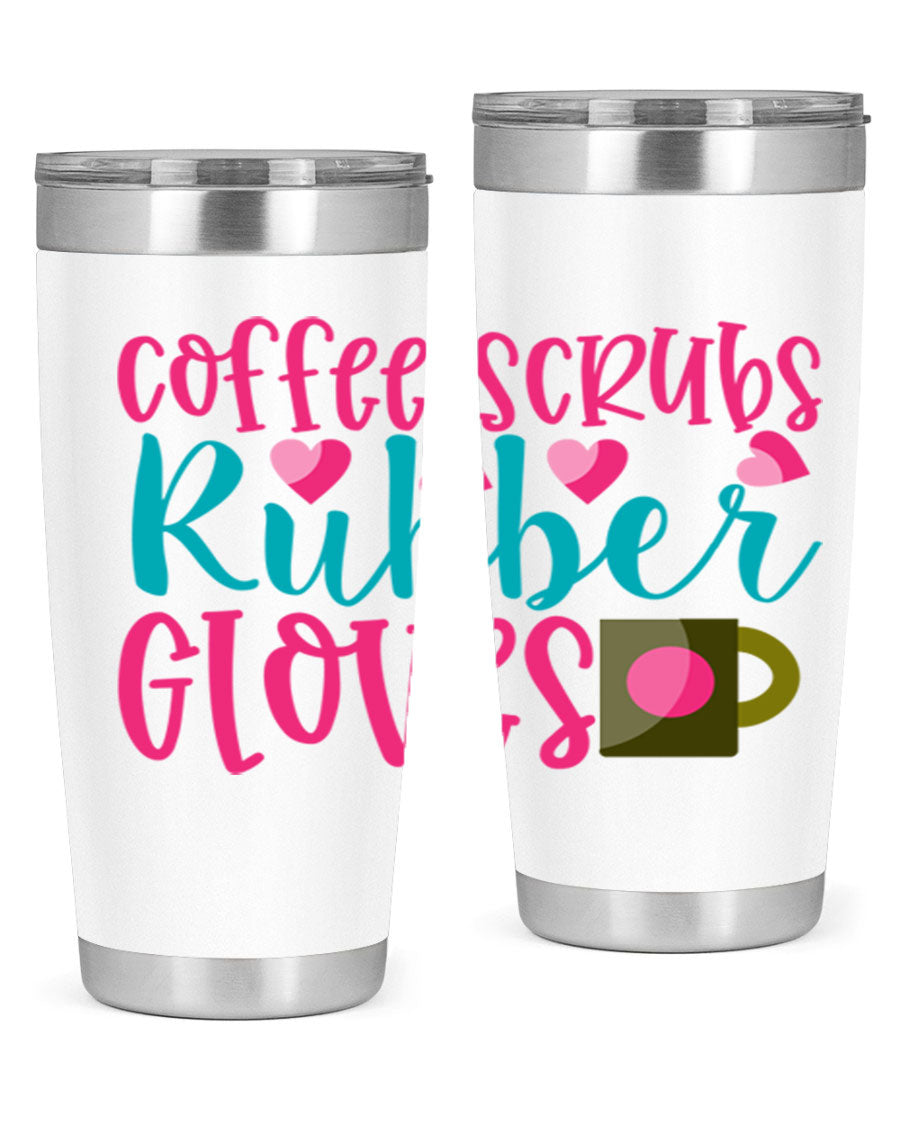 Coffee Scrubs Rubber Gloves Style 208# tumbler in stainless steel with a stylish design, perfect for hot and cold beverages.