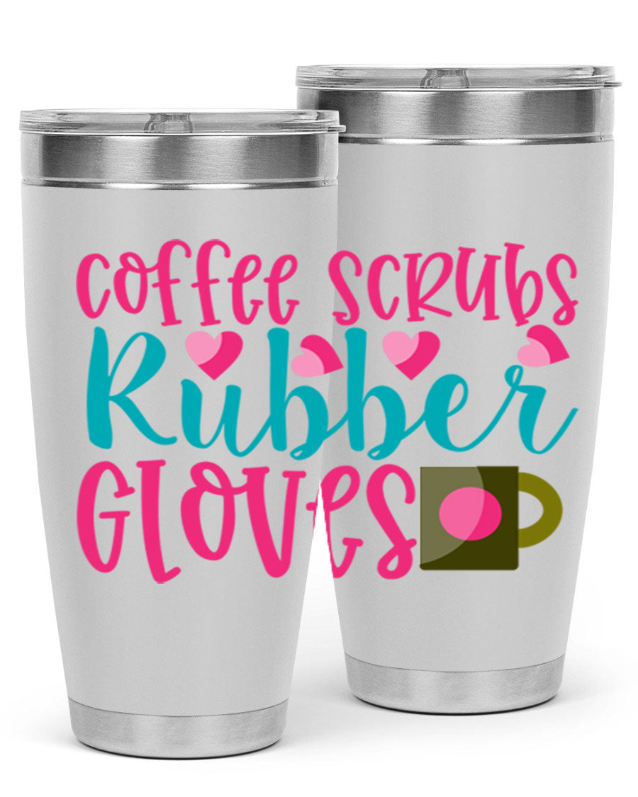 Coffee Scrubs Rubber Gloves Style 208# tumbler in stainless steel with a stylish design, perfect for hot and cold beverages.