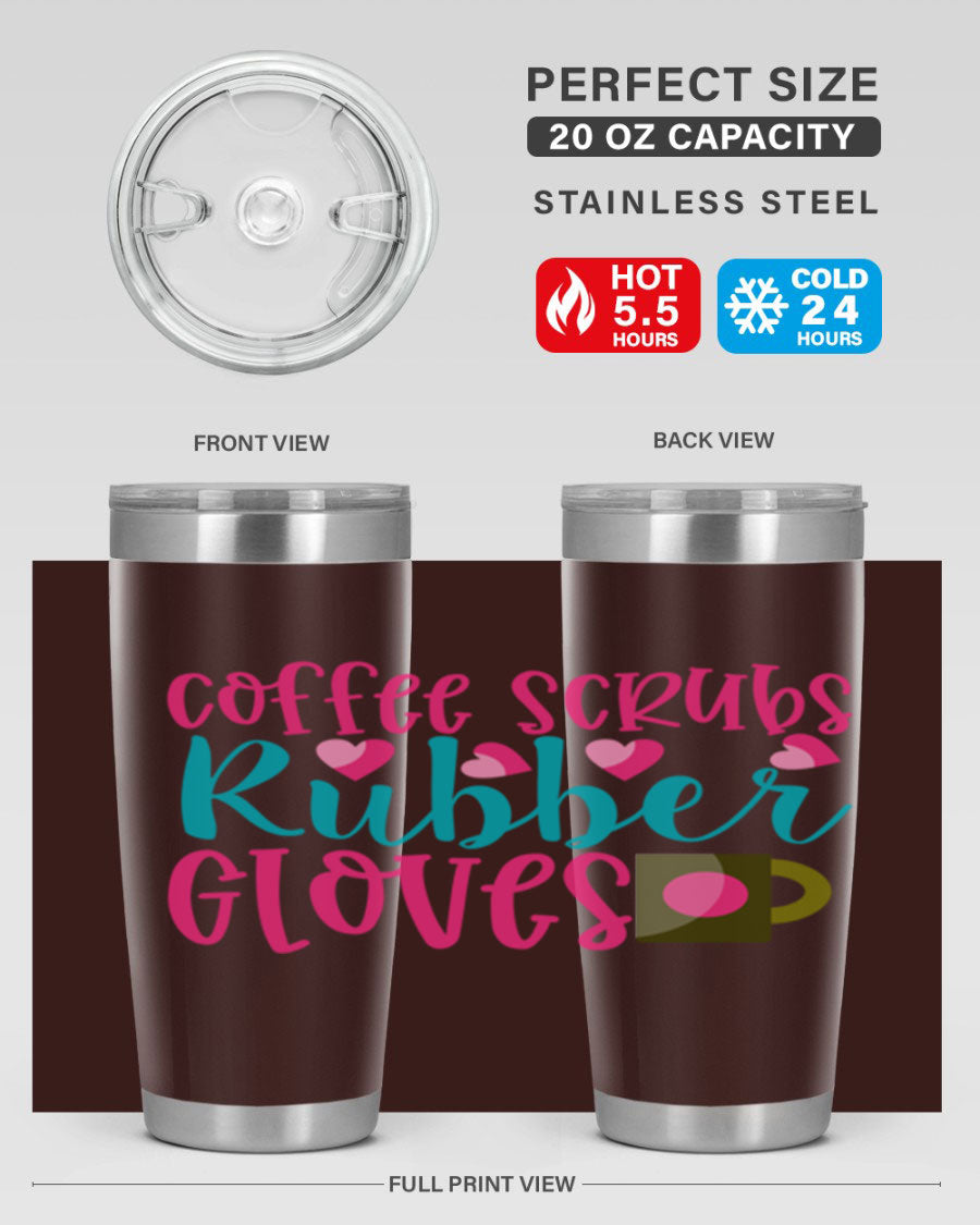 Coffee Scrubs Rubber Gloves Style 208# tumbler in stainless steel with a stylish design, perfect for hot and cold beverages.