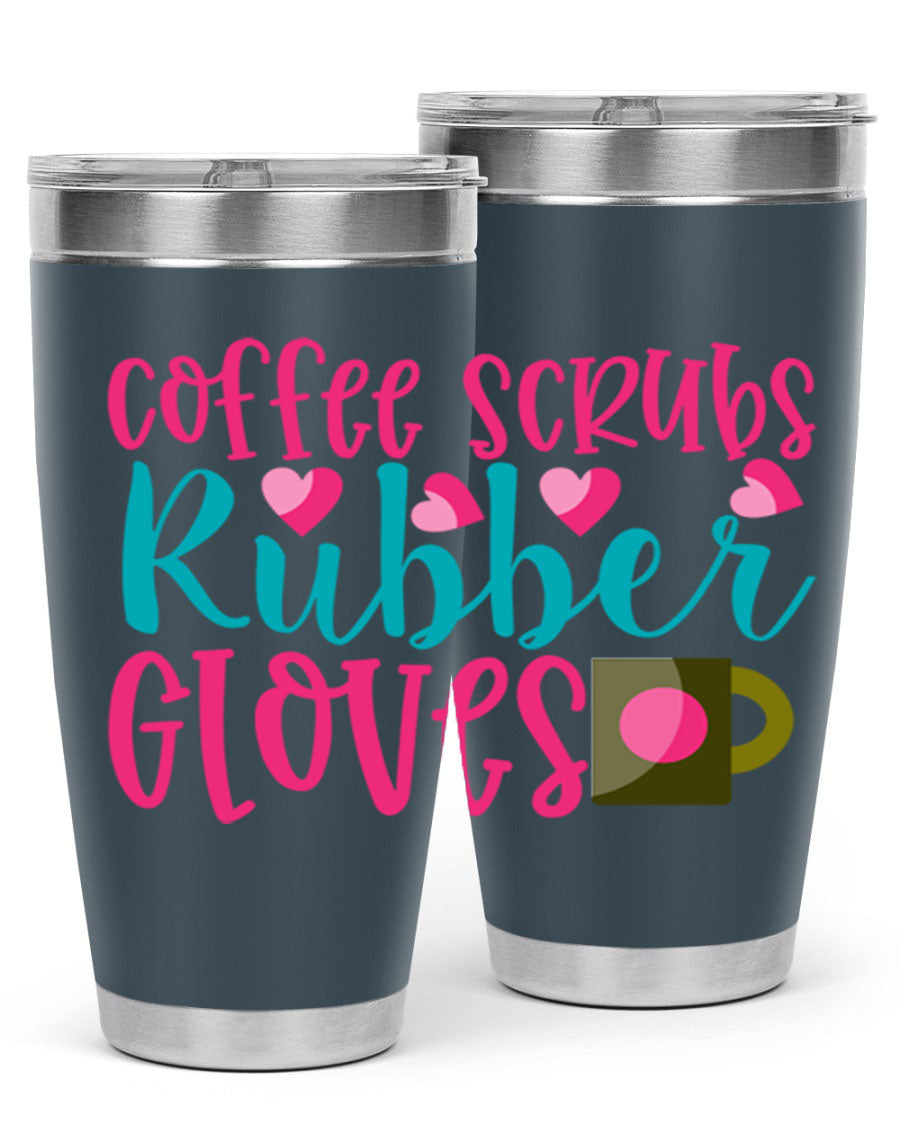 Coffee Scrubs Rubber Gloves Style 208# tumbler in stainless steel with a stylish design, perfect for hot and cold beverages.