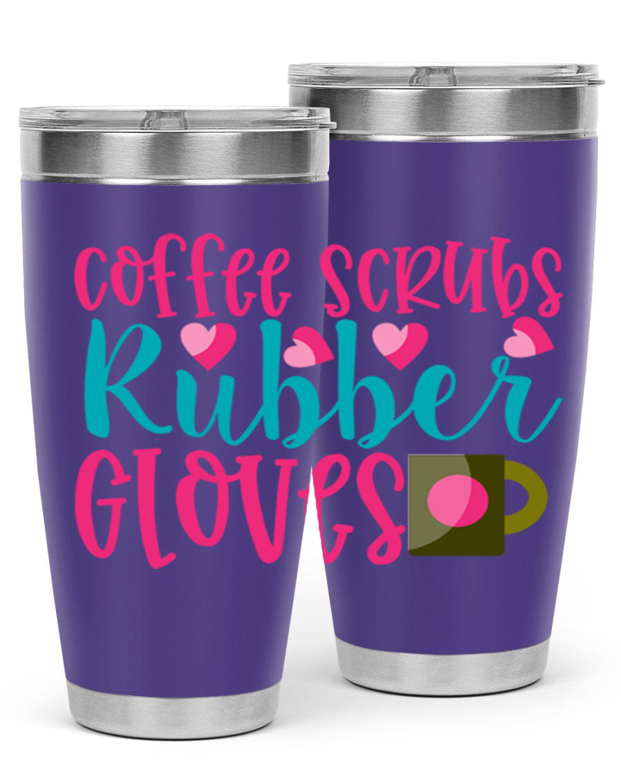 Coffee Scrubs Rubber Gloves Style 208# tumbler in stainless steel with a stylish design, perfect for hot and cold beverages.