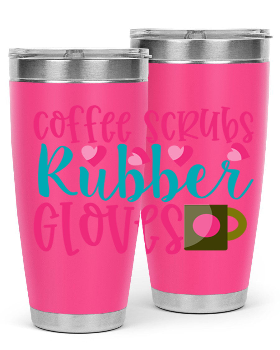 Coffee Scrubs Rubber Gloves Style 208# tumbler in stainless steel with a stylish design, perfect for hot and cold beverages.