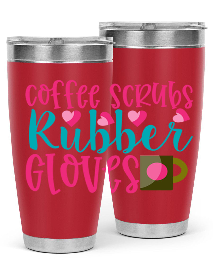 Coffee Scrubs Rubber Gloves Style 208# tumbler in stainless steel with a stylish design, perfect for hot and cold beverages.