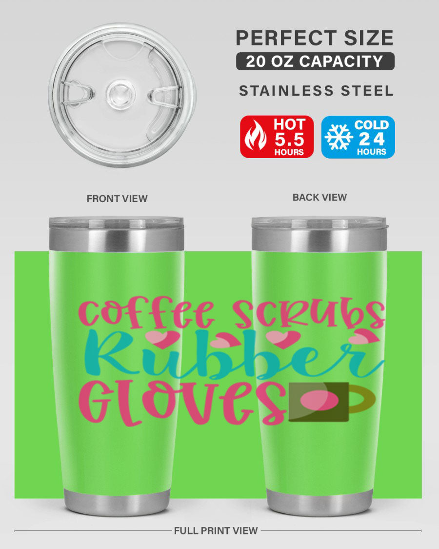 Coffee Scrubs Rubber Gloves Style 208# tumbler in stainless steel with a stylish design, perfect for hot and cold beverages.