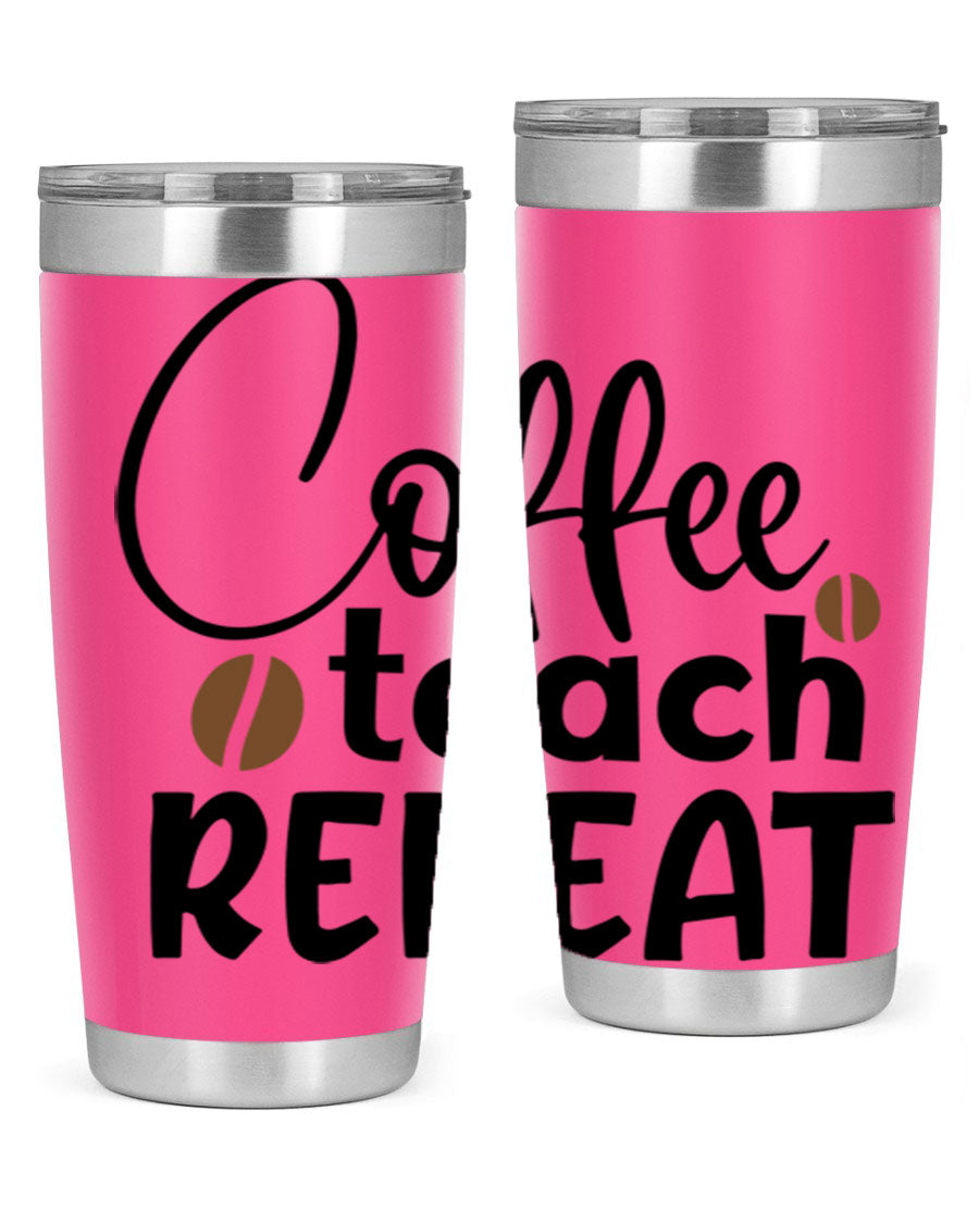 Coffee Teach Repeat tumbler in stainless steel with a stylish design, perfect for teachers.