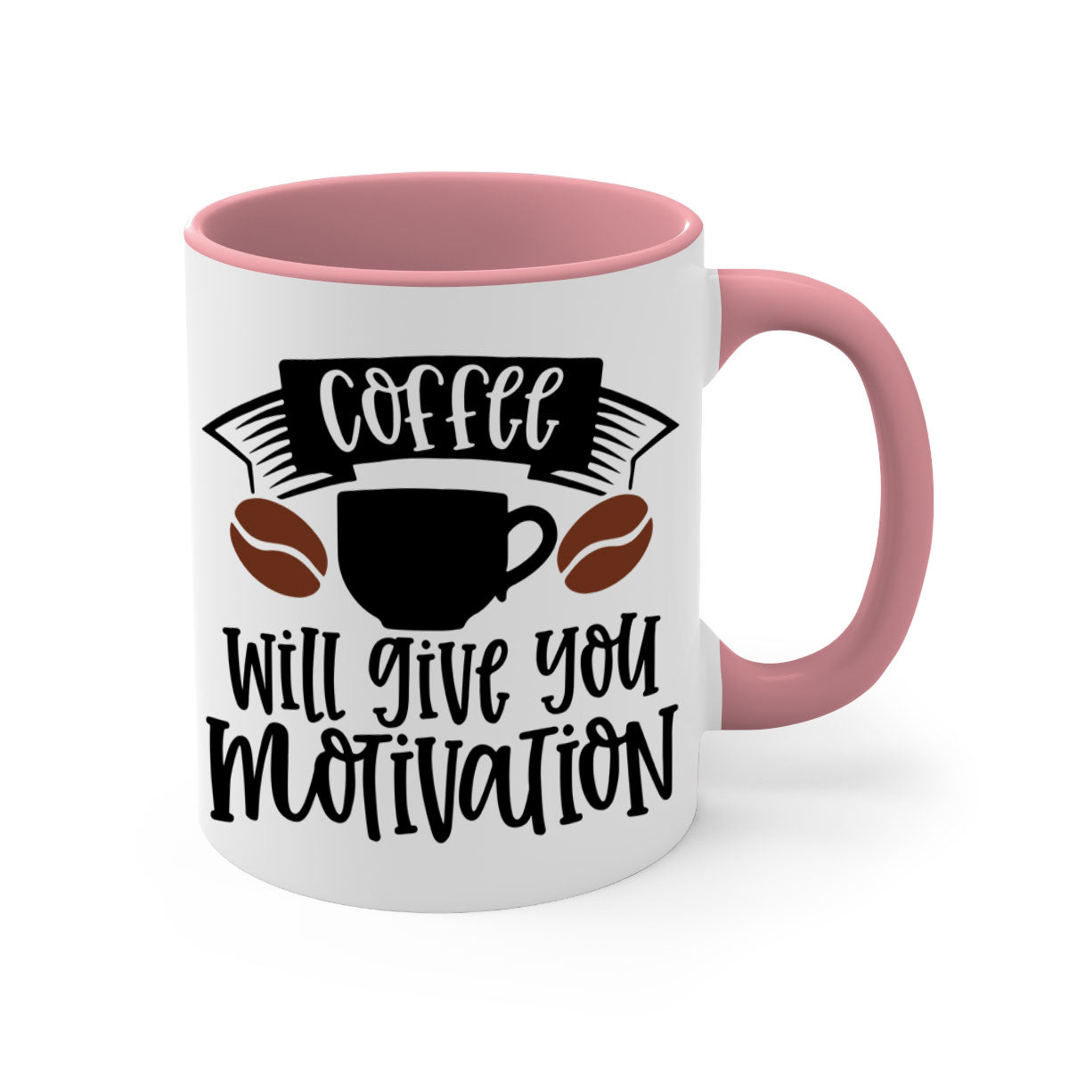 A stylish two-tone coffee mug with a glossy finish, featuring a colored handle and interior, available in five colors.