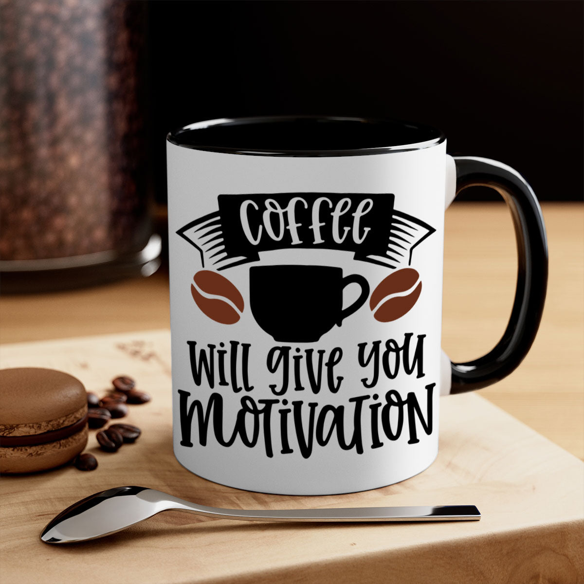 A stylish two-tone coffee mug with a glossy finish, featuring a colored handle and interior, available in five colors.