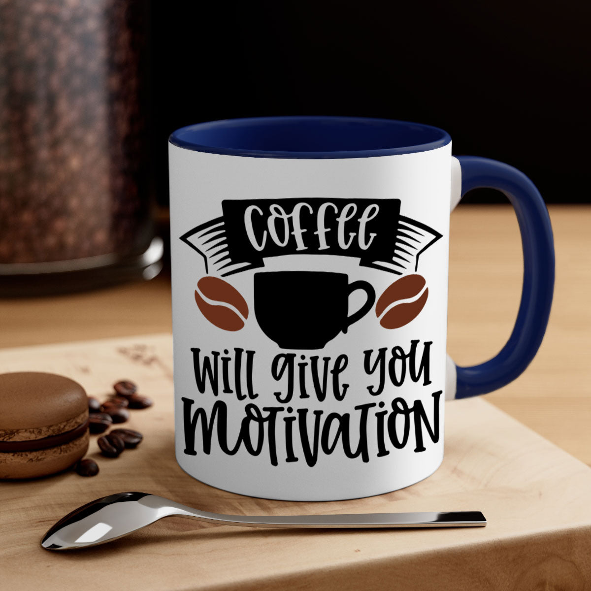 A stylish two-tone coffee mug with a glossy finish, featuring a colored handle and interior, available in five colors.