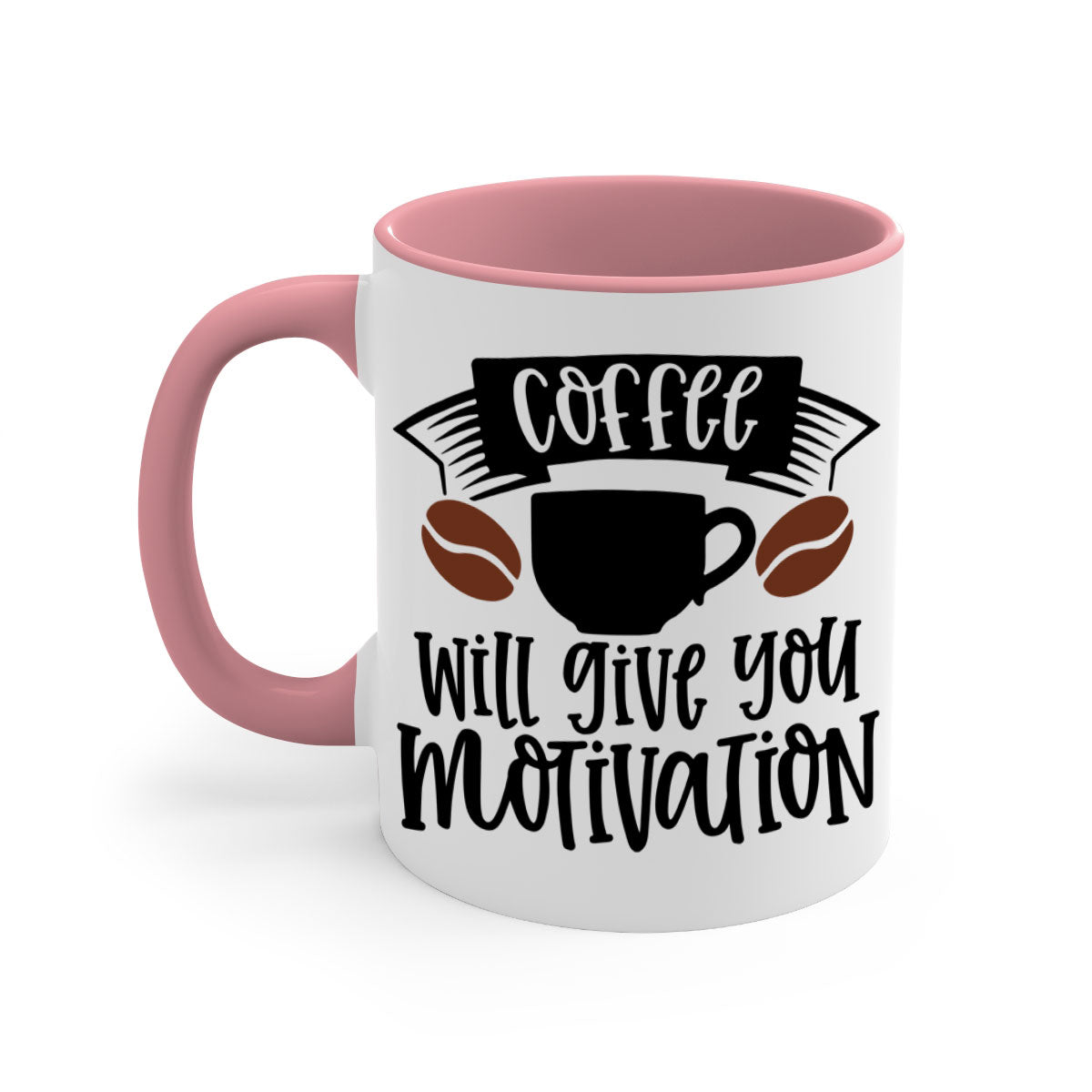 A stylish two-tone coffee mug with a glossy finish, featuring a colored handle and interior, available in five colors.