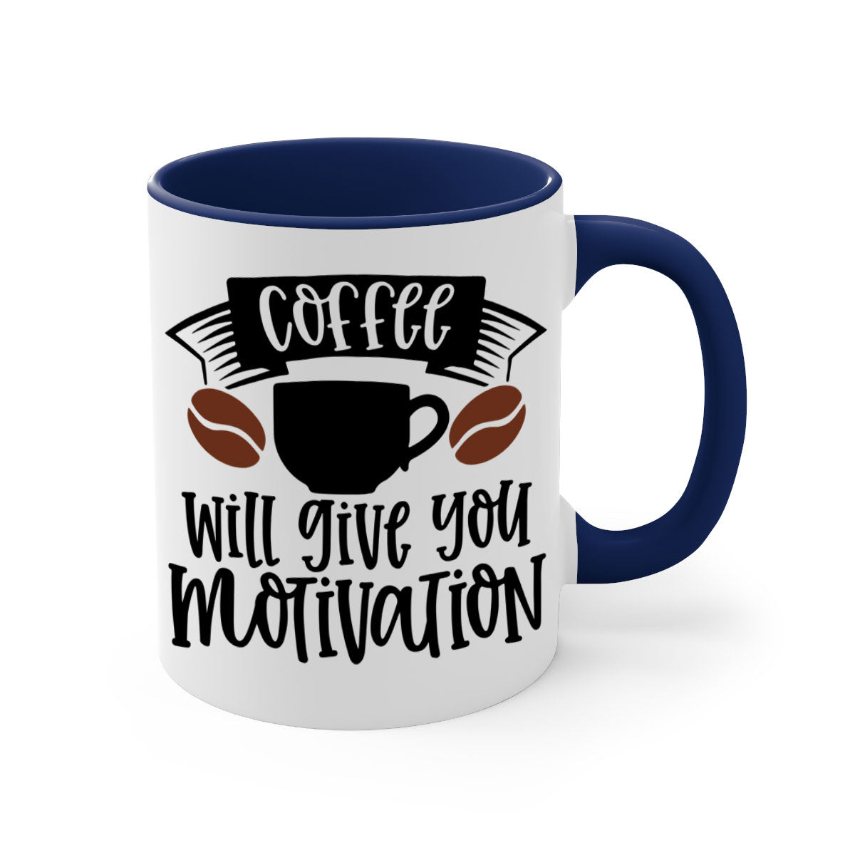 A stylish two-tone coffee mug with a glossy finish, featuring a colored handle and interior, available in five colors.