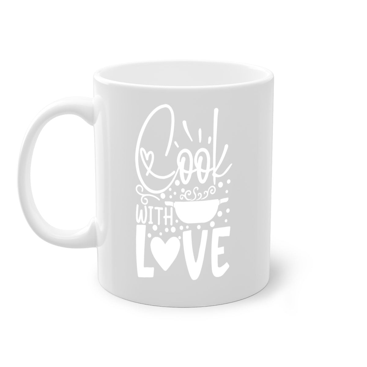 Cook with Love 44# Kitchen Mug in five vibrant colors with a glossy finish and easy-grip handle.