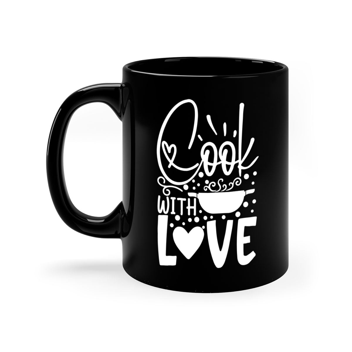 Cook with Love 44# Kitchen Mug in five vibrant colors with a glossy finish and easy-grip handle.