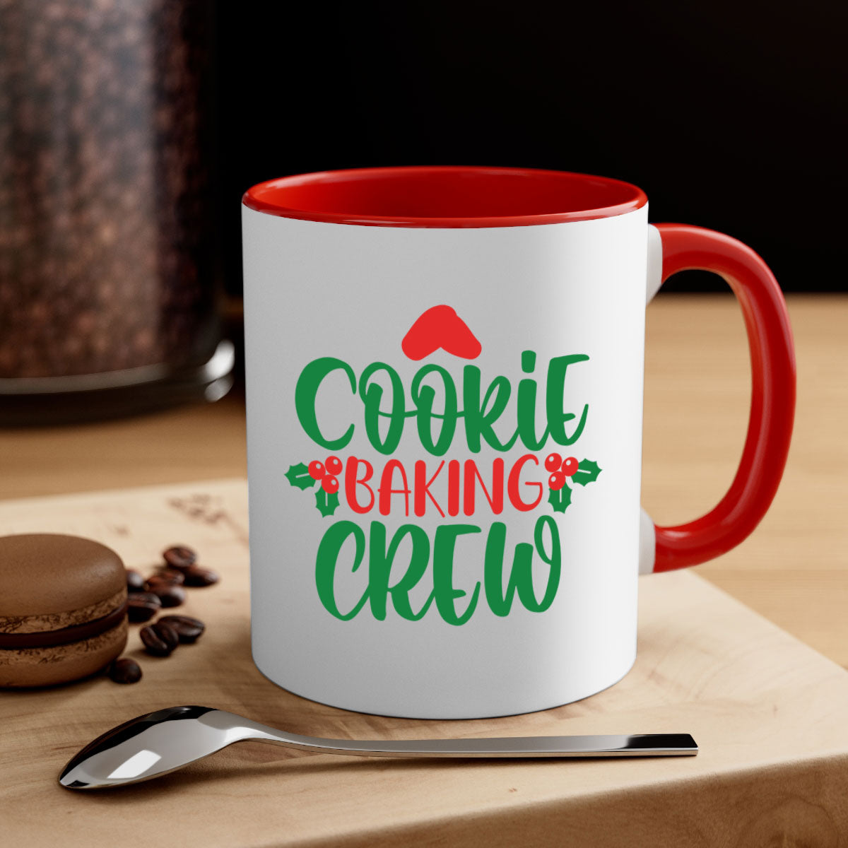 Cookie Baking Crew Style 133# Mug with colored handle and glossy finish, available in multiple colors and sizes.