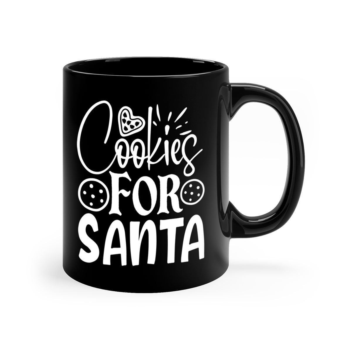 Cookies for Santa Mug with colorful handle and glossy finish, perfect for holiday beverages.