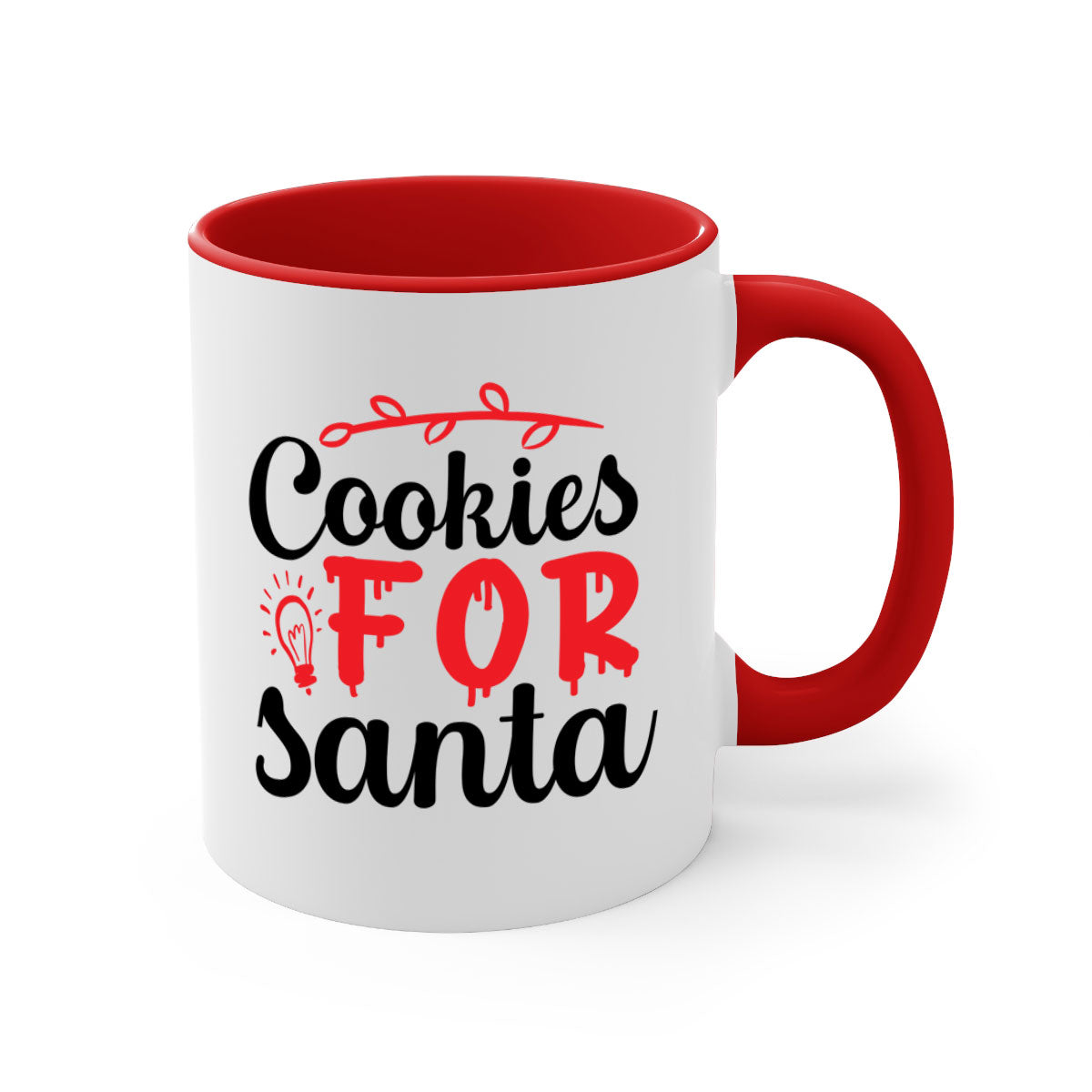 Cookies for Santa 60# winter mug with a two-tone design, featuring a colored handle and glossy finish, perfect for festive beverages.