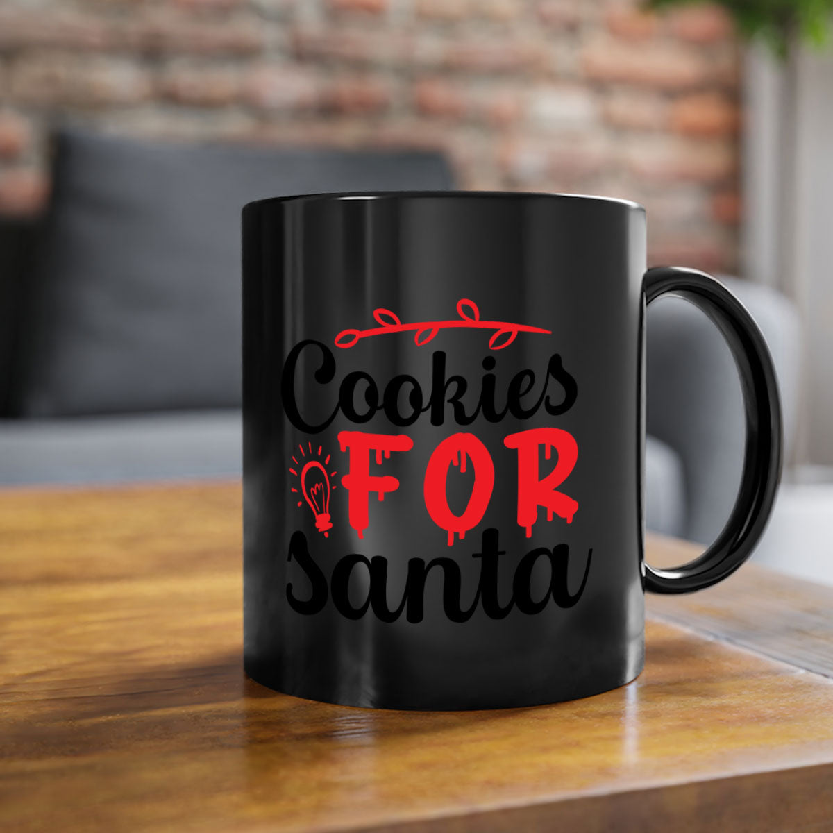 Cookies for Santa 60# winter mug with a two-tone design, featuring a colored handle and glossy finish, perfect for festive beverages.