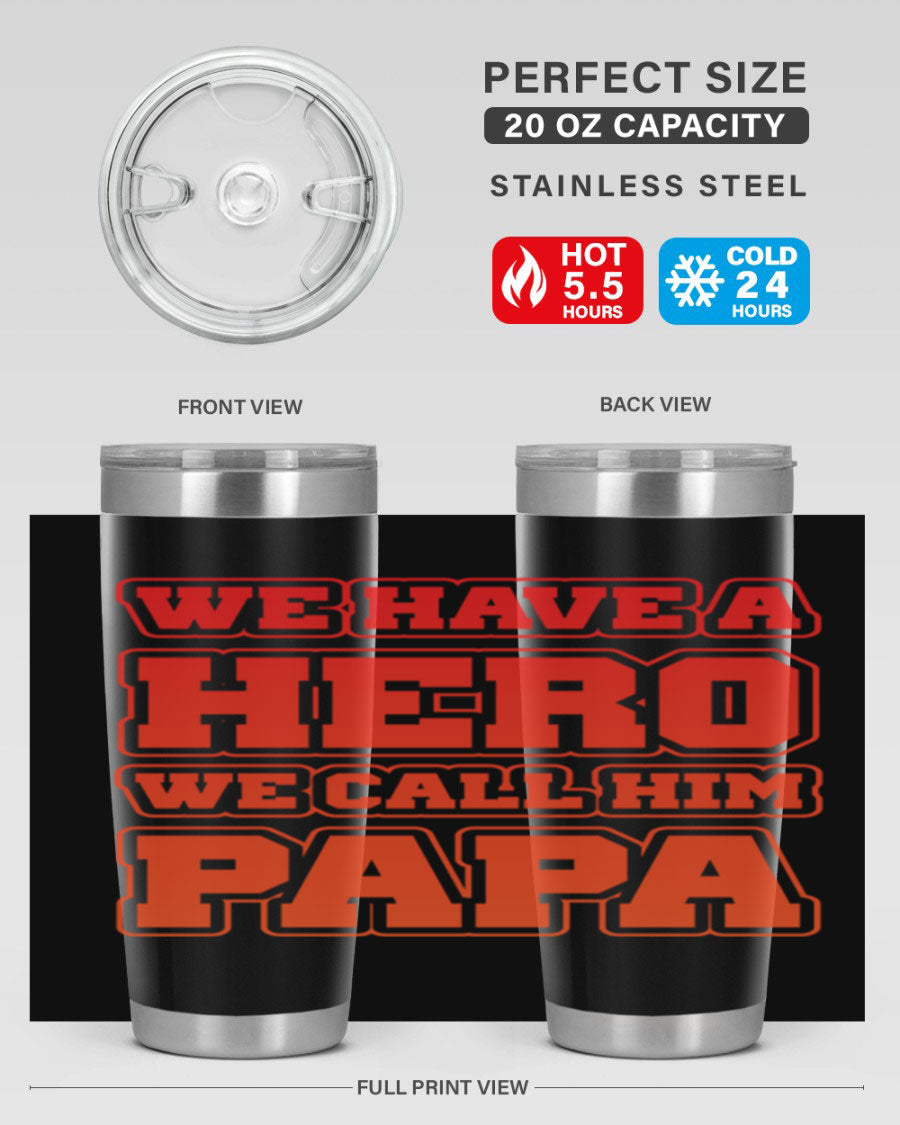 Cool Daddy T-shirt design 43# with a stylish 20oz stainless steel tumbler, showcasing its modern design and functionality.