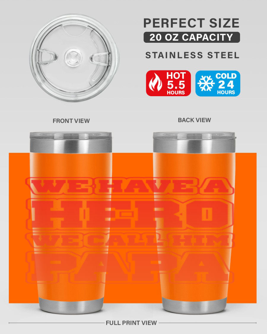 Cool Daddy T-shirt design 43# with a stylish 20oz stainless steel tumbler, showcasing its modern design and functionality.