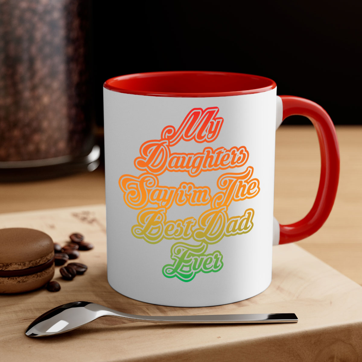 Cool Dady t-shirt design 39# Mug with colorful handle and glossy finish, available in multiple colors and sizes.