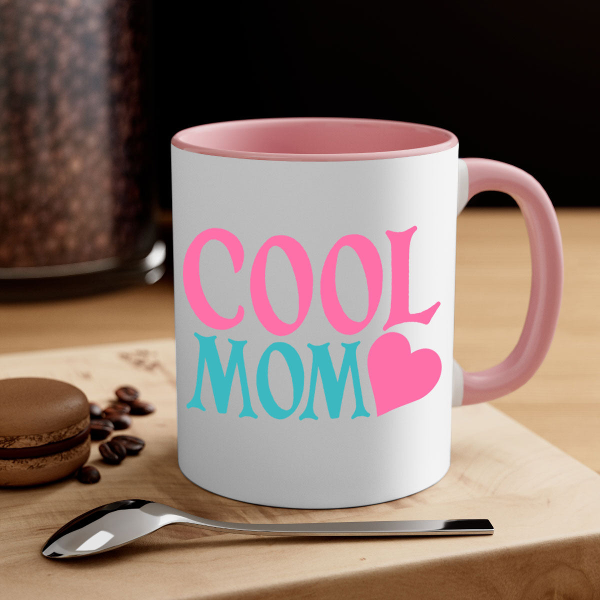 Cool Mom 271# Mug featuring a glossy finish, colored handle, and interior in five vibrant colors, available in 11oz and 15oz sizes.
