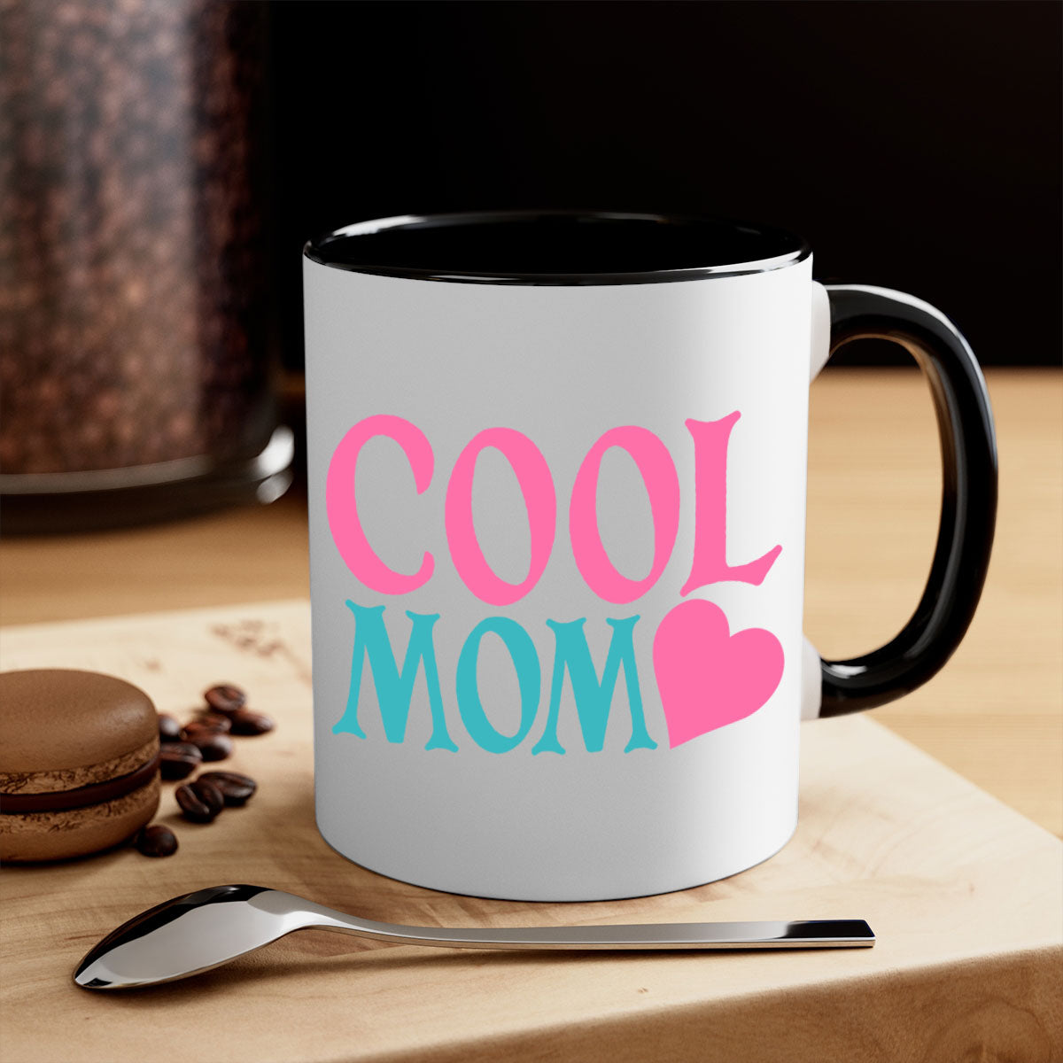 Cool Mom 271# Mug featuring a glossy finish, colored handle, and interior in five vibrant colors, available in 11oz and 15oz sizes.